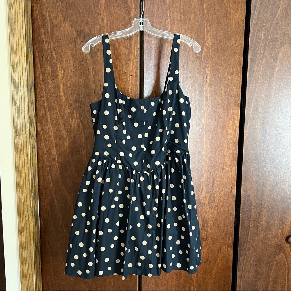 Abercrombie & Fitch Black and Tan Polka Dot Corset Drop Waist Skort Dress